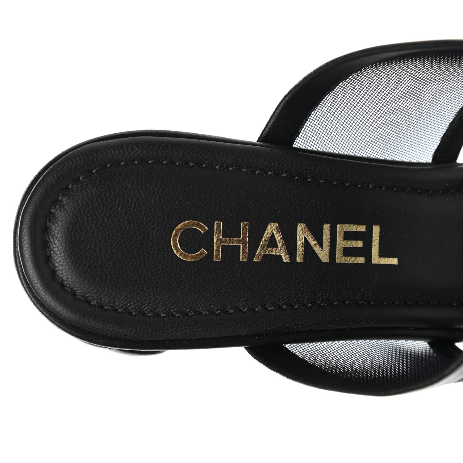 Chanel Mesh Lamskin Quilted CC Mules 38.5 Black 7 of 8