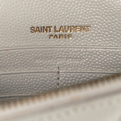 Saint Laurent Grain De Poudre Matelasse Chevron Monogram Envelope Chain Crema Soft 7 of 12