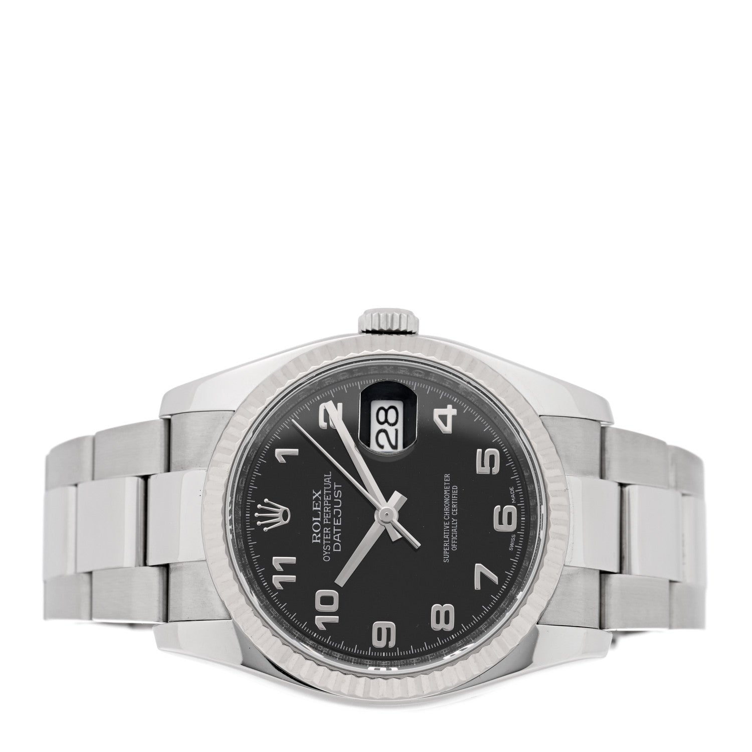 Rolex Stainless Steel 18K White Gold 36mm Oyster Perpetual Datejust Watch Black 116234 2 of 5