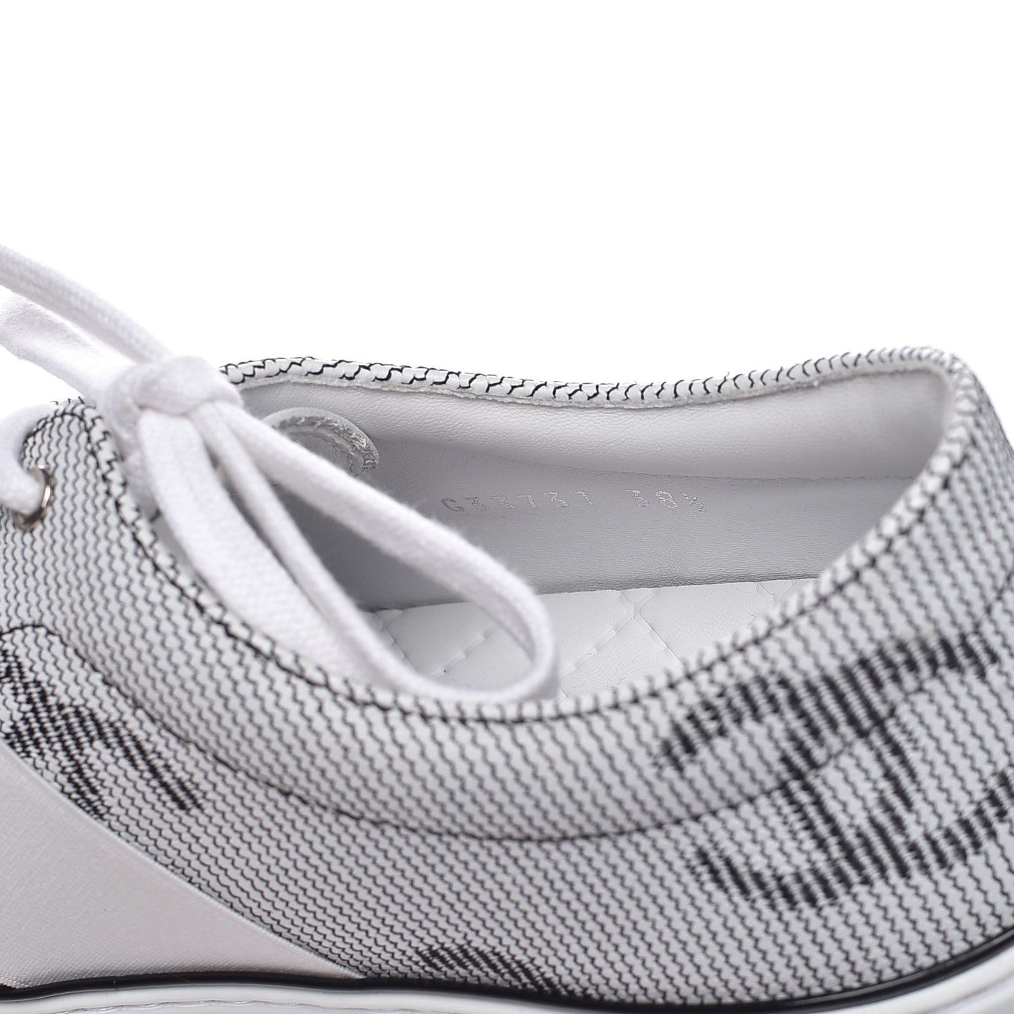 Embroidered Calfskin CC Sneakers 38.5 Black White
