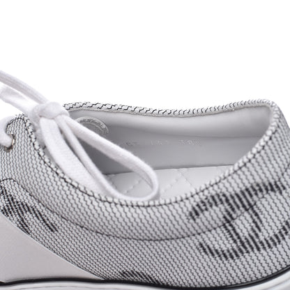 Chanel Embroidered Calfskin CC Sneakers 38.5 Black White 9 of 11
