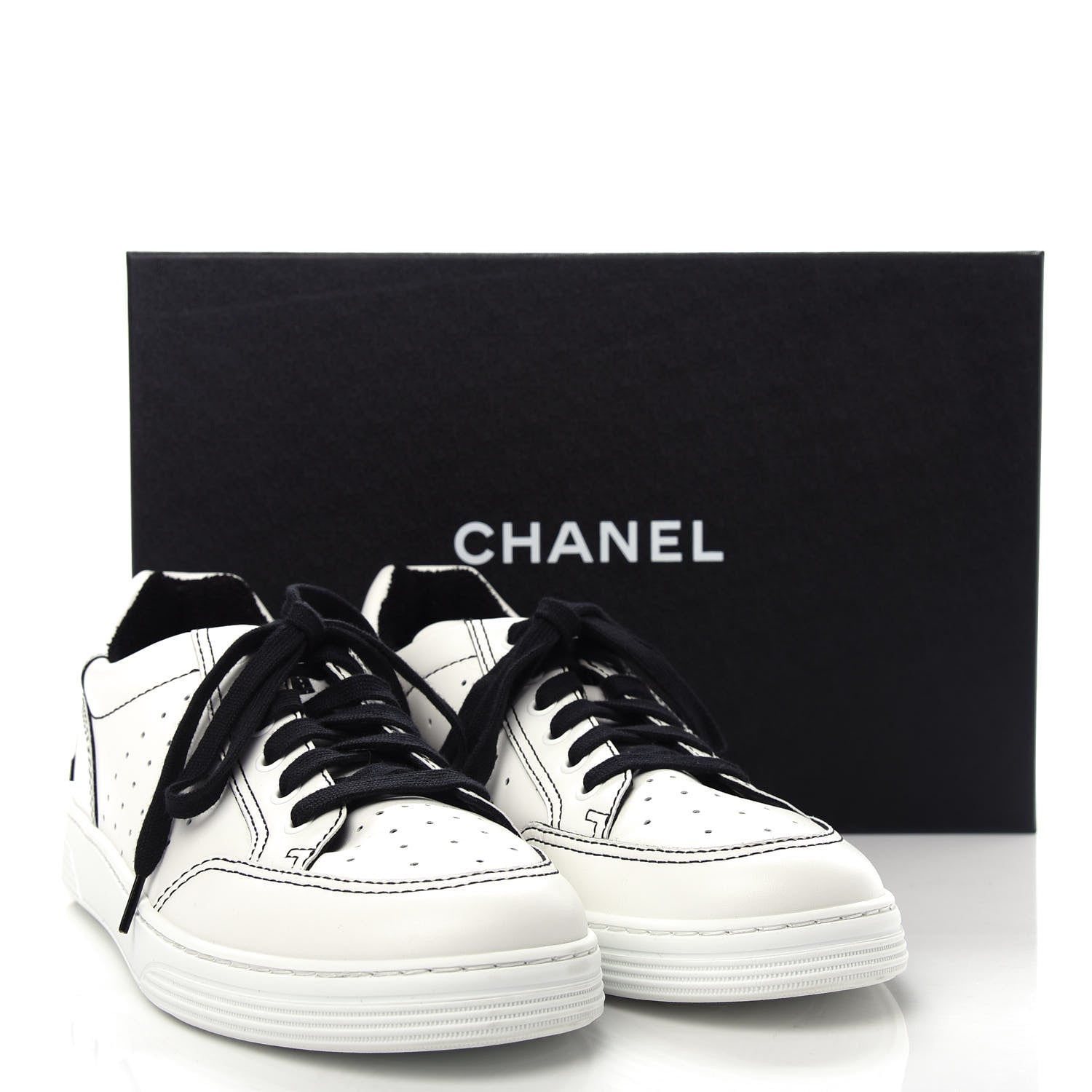 Chanel Calfskin Womens Logo Sneakers 41 Black White 11 of 11