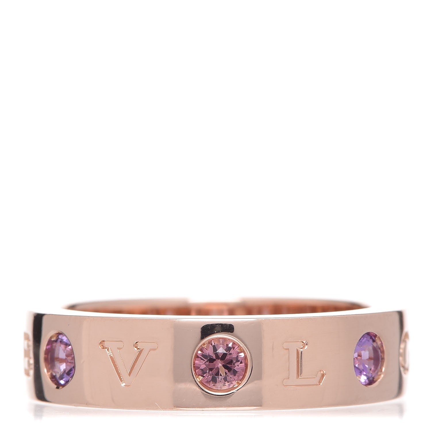 Bulgari 18K Rose Gold Diamond Amethyst Tourmaline Band Ring 55 7 5 of 6