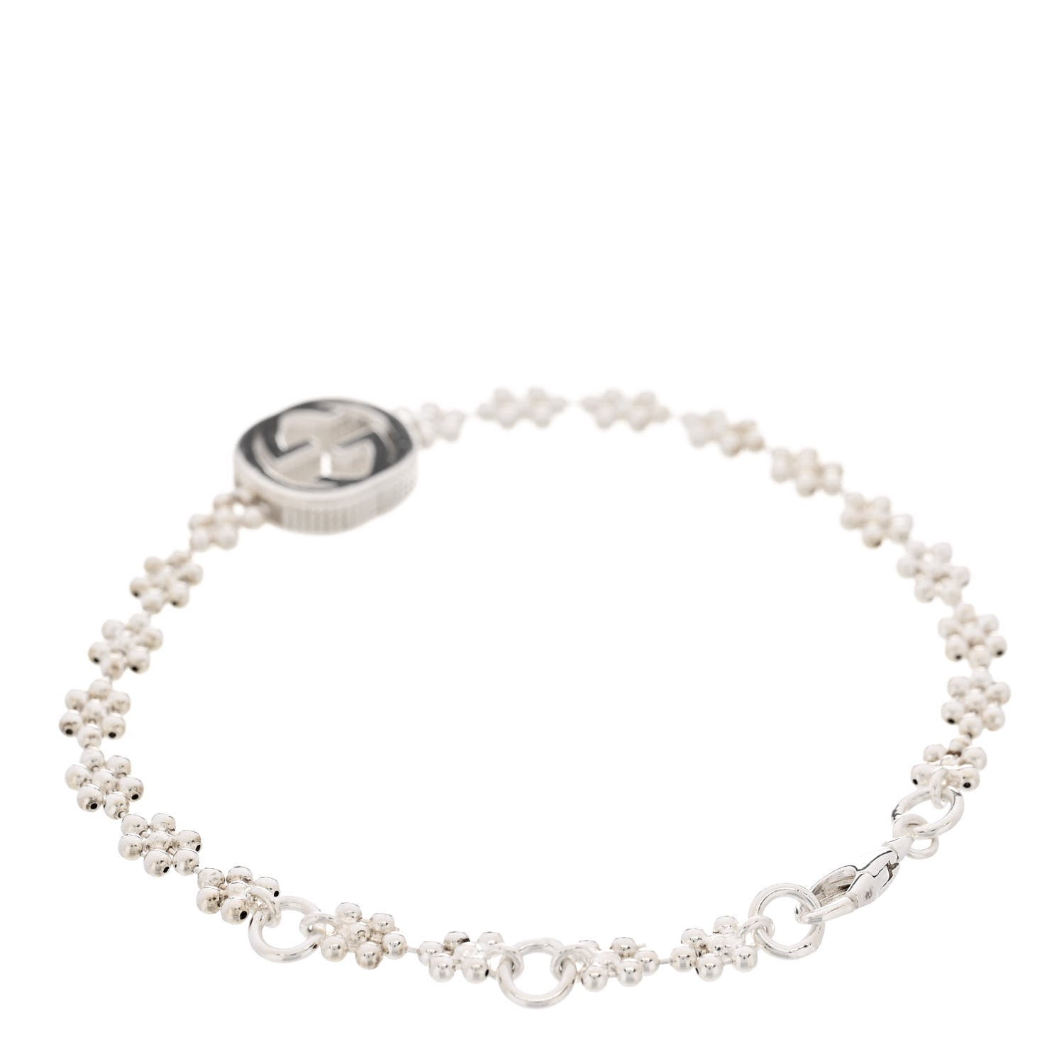 Gucci Sterling Silver Interlocking GG Beaded Flower Bracelet 2 of 3