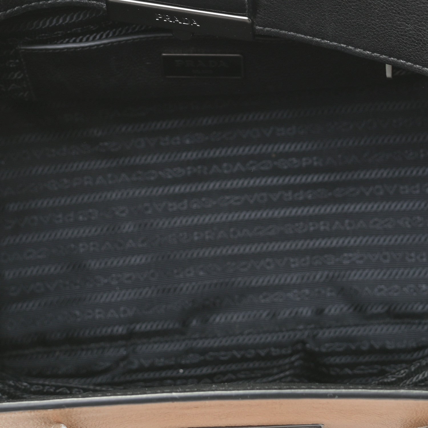Prada Glace Calf Large Twin Pocket Tote Naturale Black 8 of 12