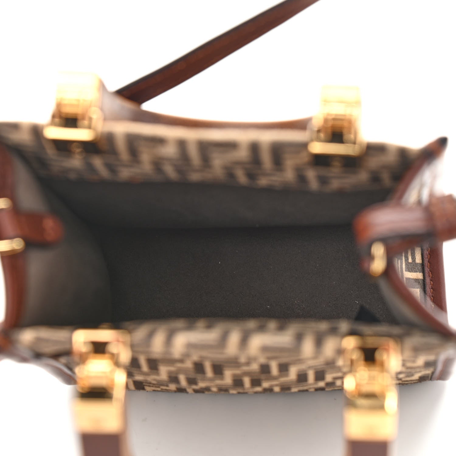 Fendi Suede Vitello King Micro FF Mini Fendi Sunshine Shopper Tote Nude Maya Brown 5 of 9