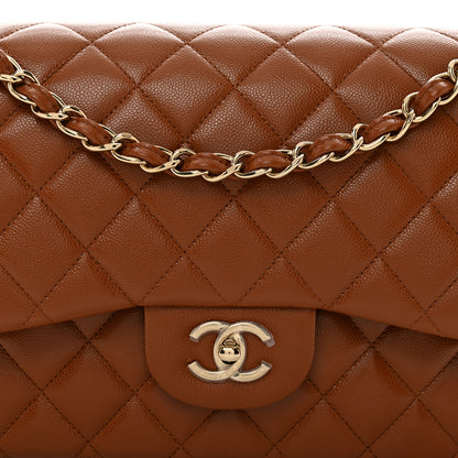 Chanel Caviar Quilted Jumbo Double Flap Light Brown 5 of 10