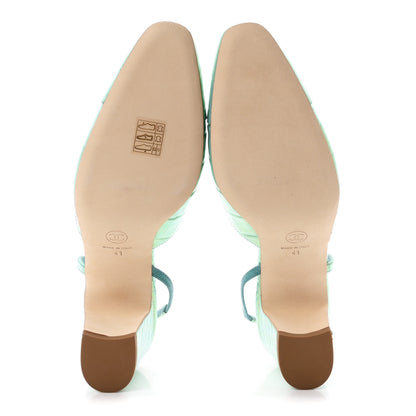 Chanel Iridecent Calfskin Crocodile Embossed CC Cap Toe CC Slingback Pumps 41 Green 6 of 10