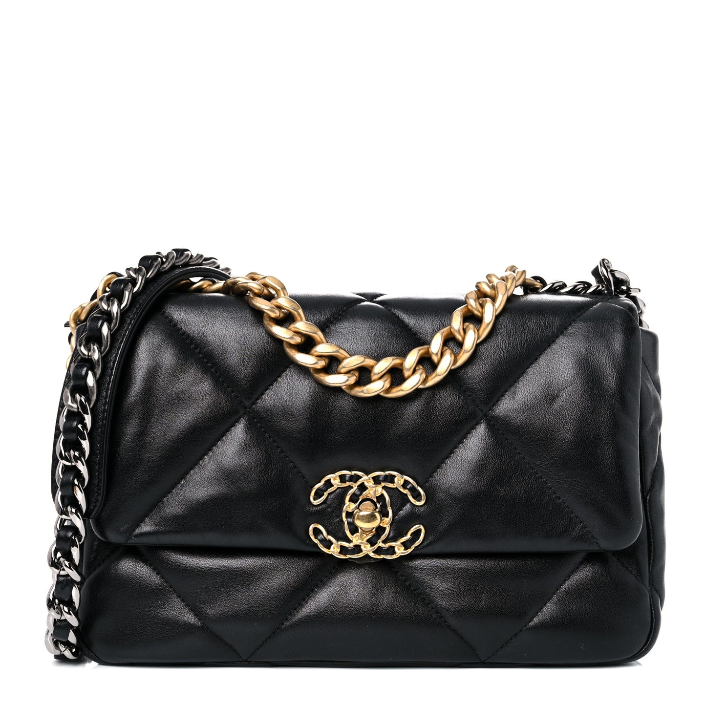 Lambskin Quilted Medium Chanel 19 Flap Black