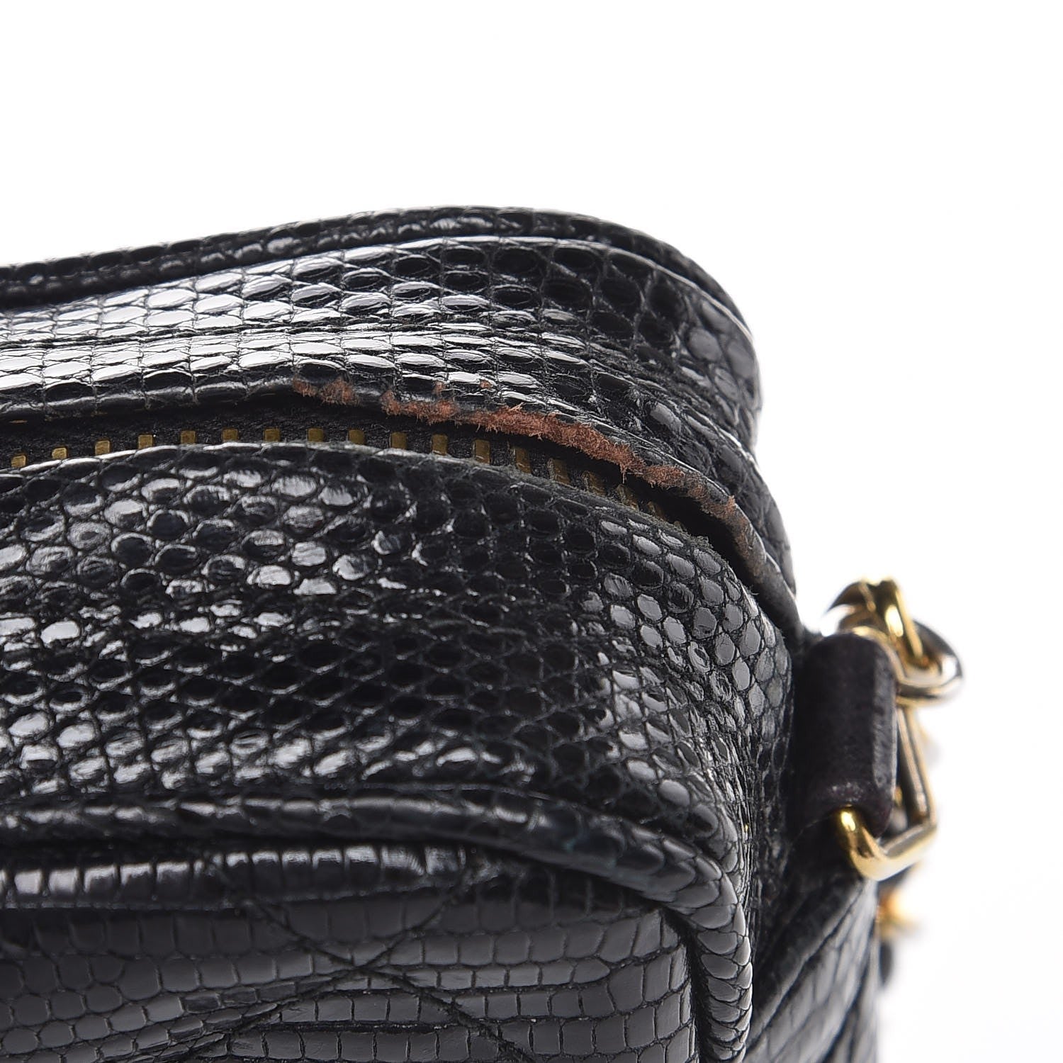 Chanel Lizard Quilted Small Tassel Camera Case Black 9 of 9