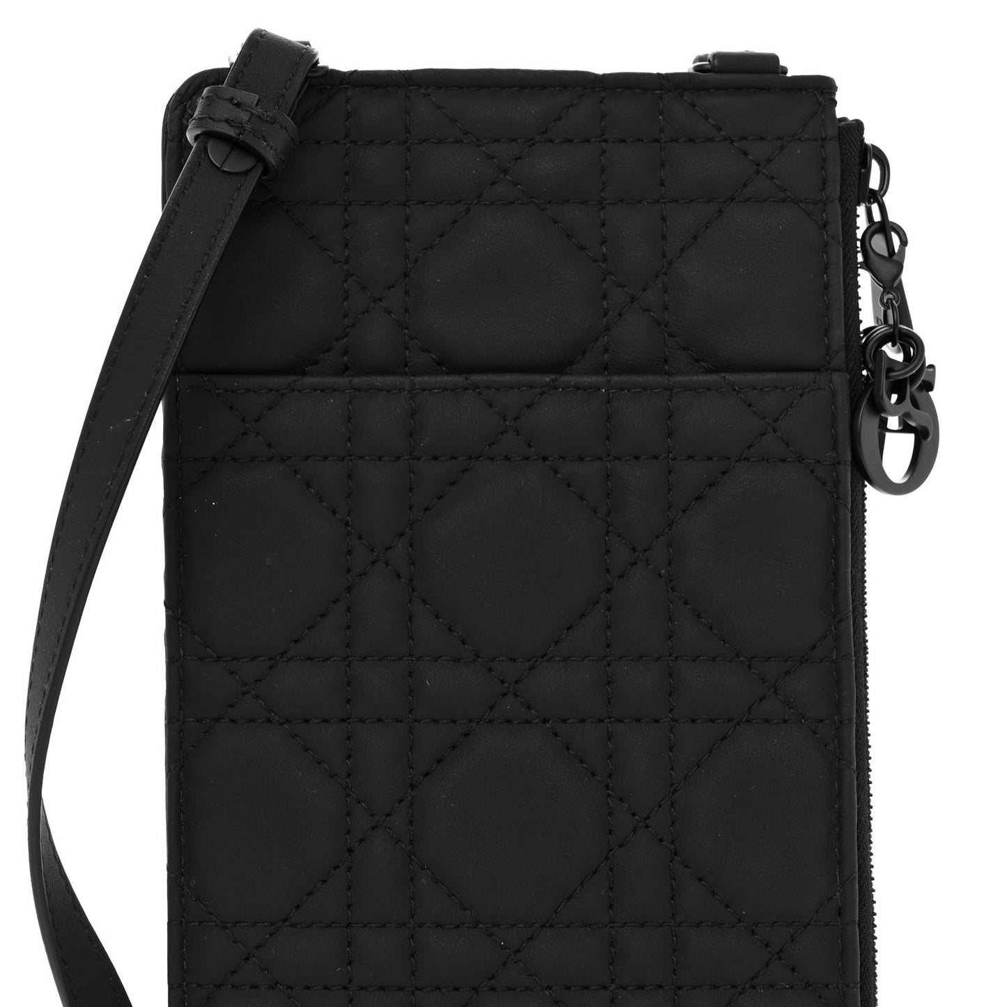 Ultra Matte Calfskin Lady Dior Long Wallet With Strap Black