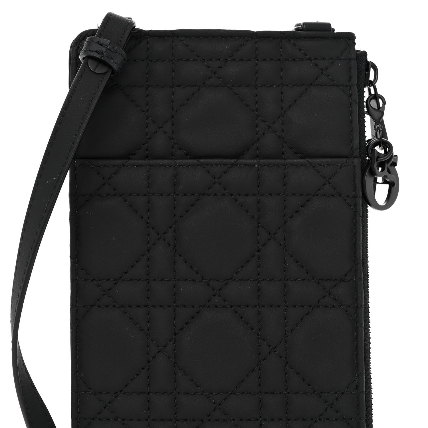 Christian Dior Ultra Matte Calfskin Lady Dior Long Wallet With Strap Black 7 of 10