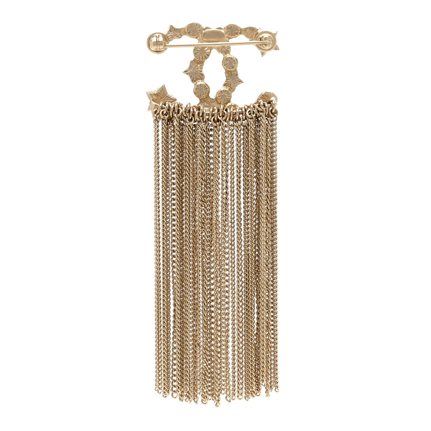 Chanel Metal Chain Fringe CC Brooch Gold 3 of 5