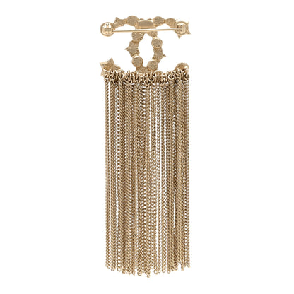 Chanel Metal Chain Fringe CC Brooch Gold 3 of 5