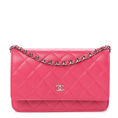Chanel Lambskin Quilted Wallet On Chain WOC Pink 1 of 12