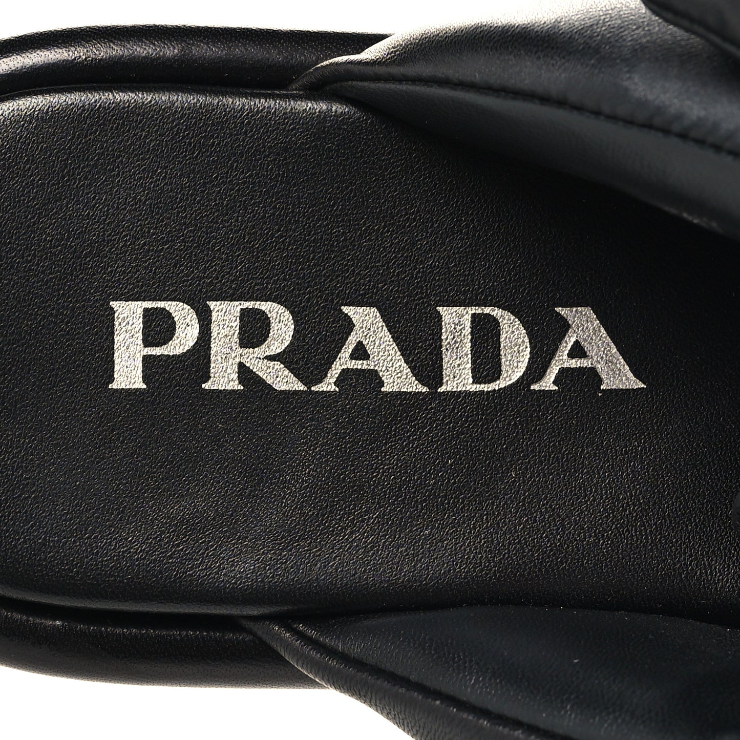 Nappa Soft Metal Triangle Logo Padded Slingback Wedge Sandals 38.5 Black