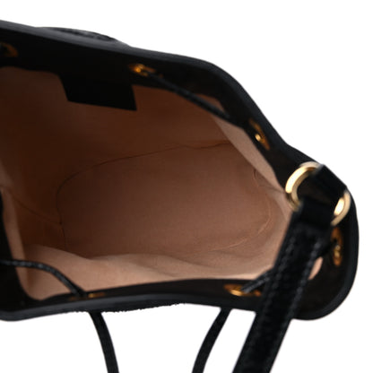 Gucci Suede Patent Web Mini Ophidia Bucket Bag Black 5 of 10