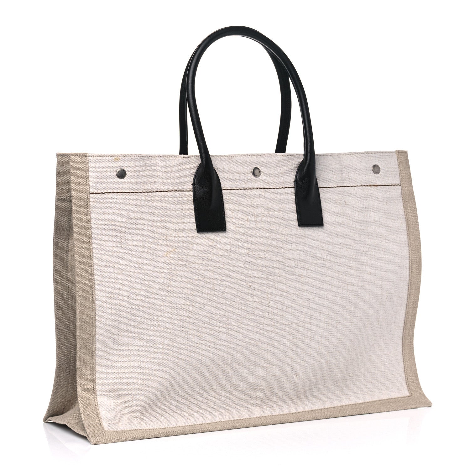 Saint Laurent Linen Calfskin Rive Gauche Tote Optic White 2 of 6