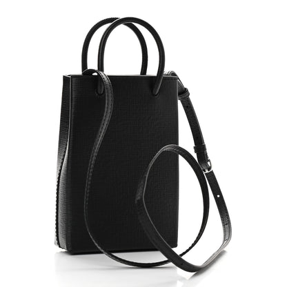 Balenciaga Squared Calfskin Logo Shopping Phone Holder Bag Black 3 of 9