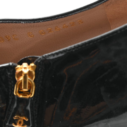 Chanel Patent Calfskin Peep Toe Short Ankle Boots 41 Black Gold 9 of 9