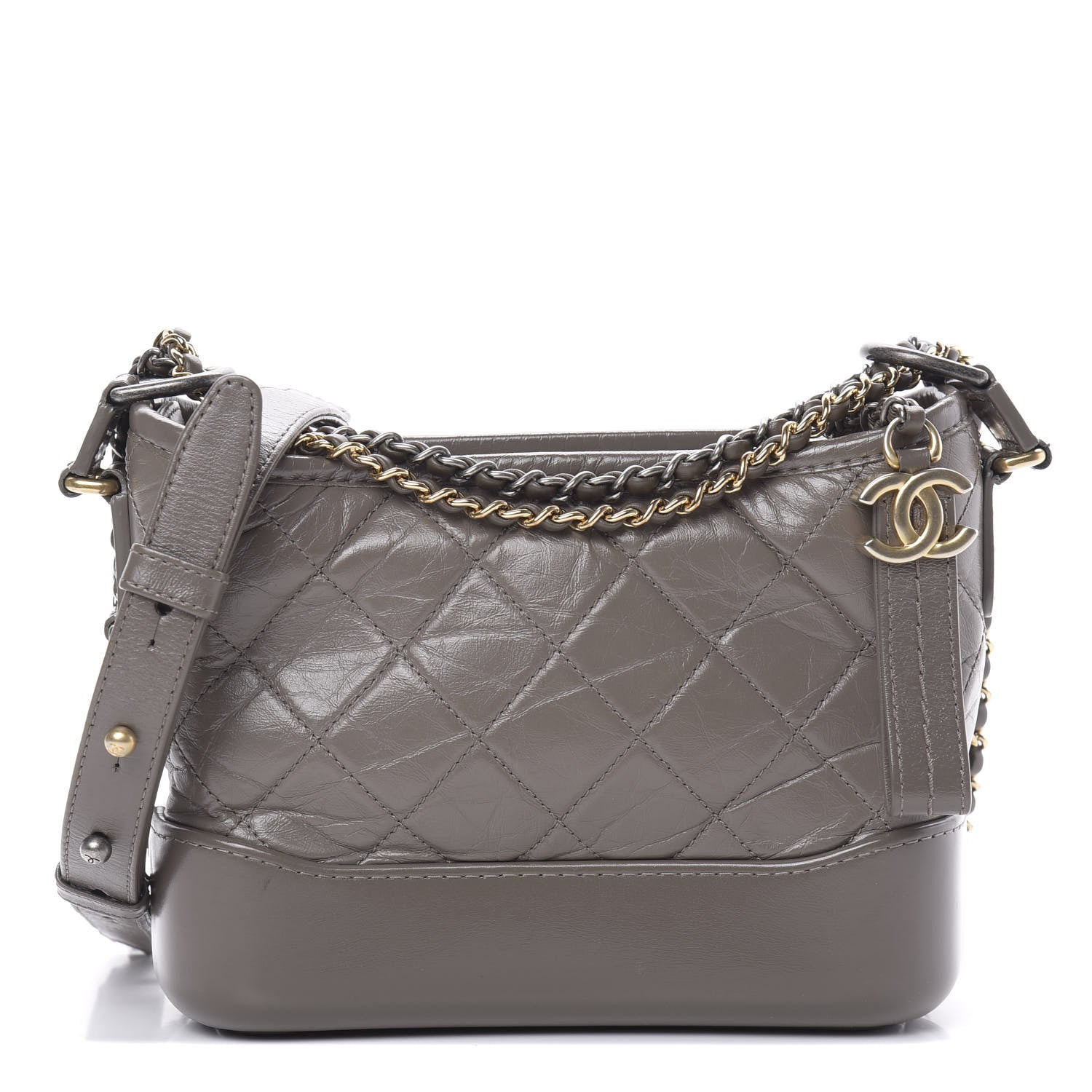 Chanel Aged Calfskin Quilted Small Gabrielle Hobo Grey 1 of 11