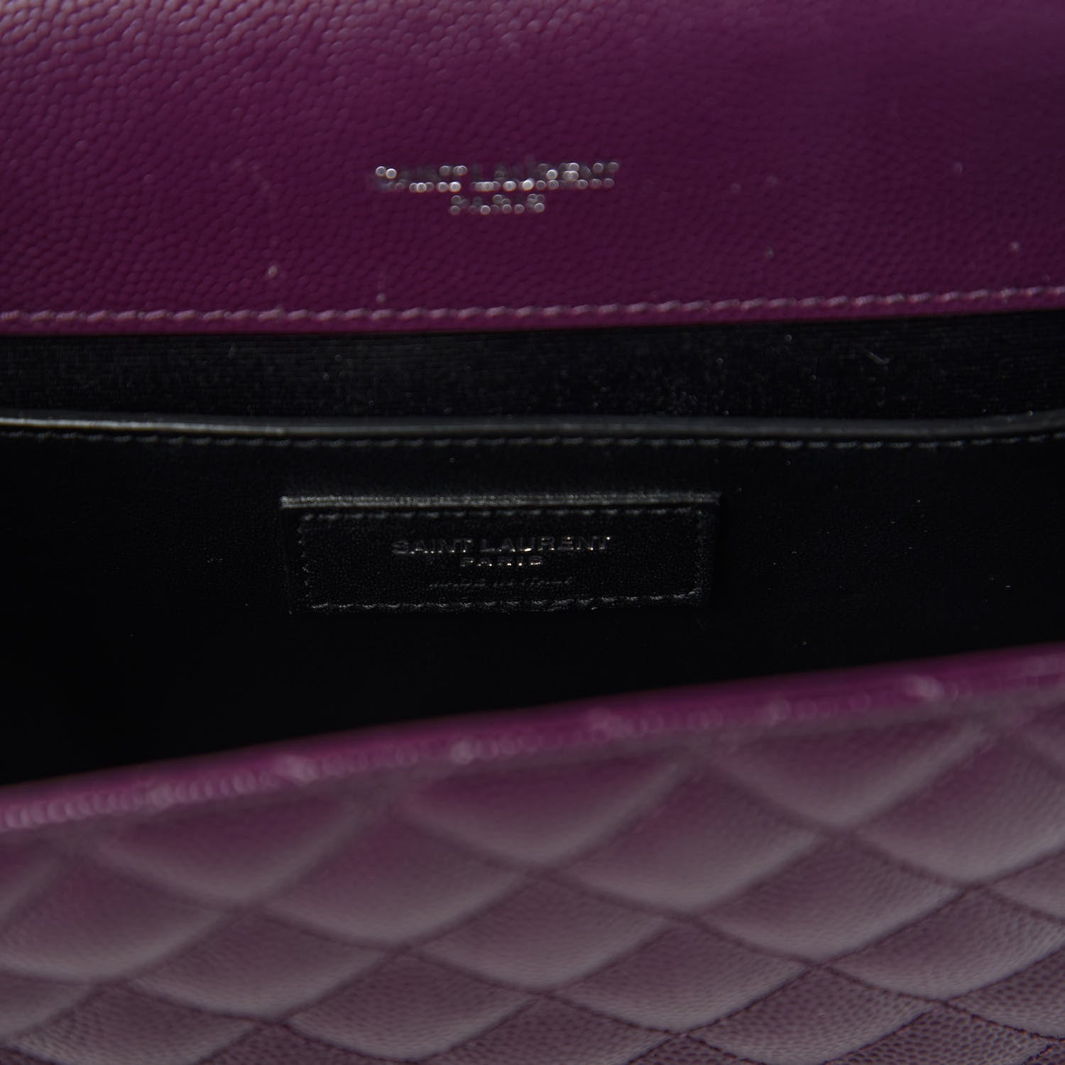 Saint Laurent Grain De Poudre Textured Mixed Matelasse Triquilt Medium Monogram Satchel Lilac 8 of 10