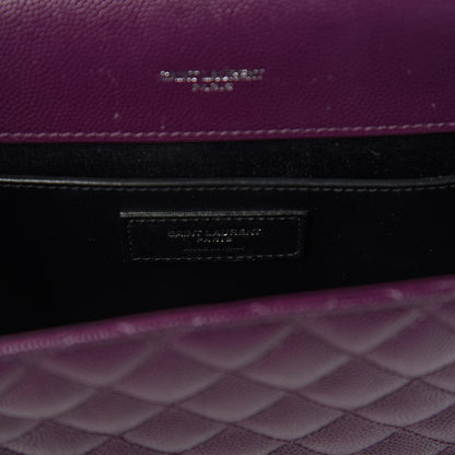 Saint Laurent Grain De Poudre Textured Mixed Matelasse Triquilt Medium Monogram Satchel Lilac 8 of 10