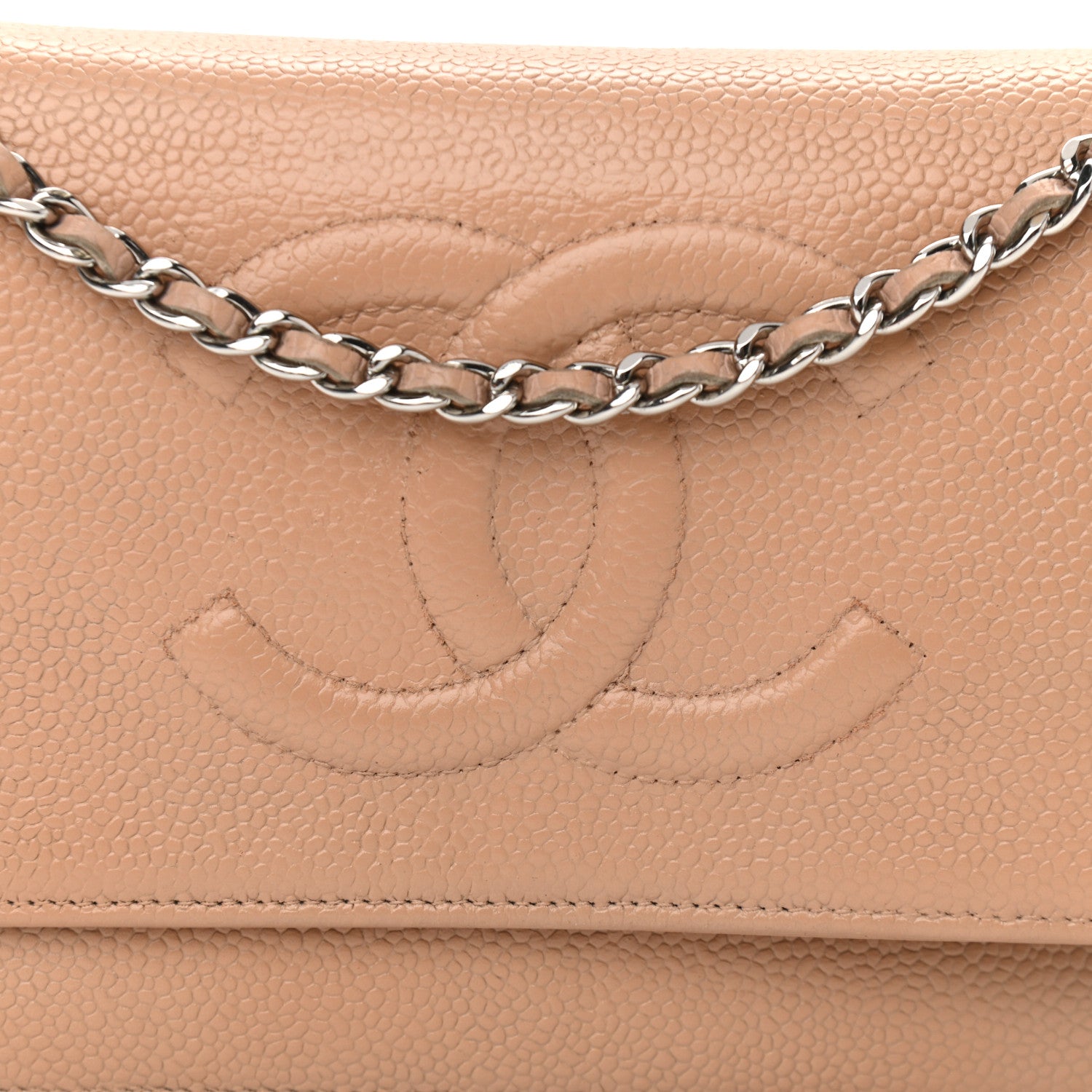 Chanel Caviar Timeless CC Wallet on Chain WOC Dark Beige 9 of 11