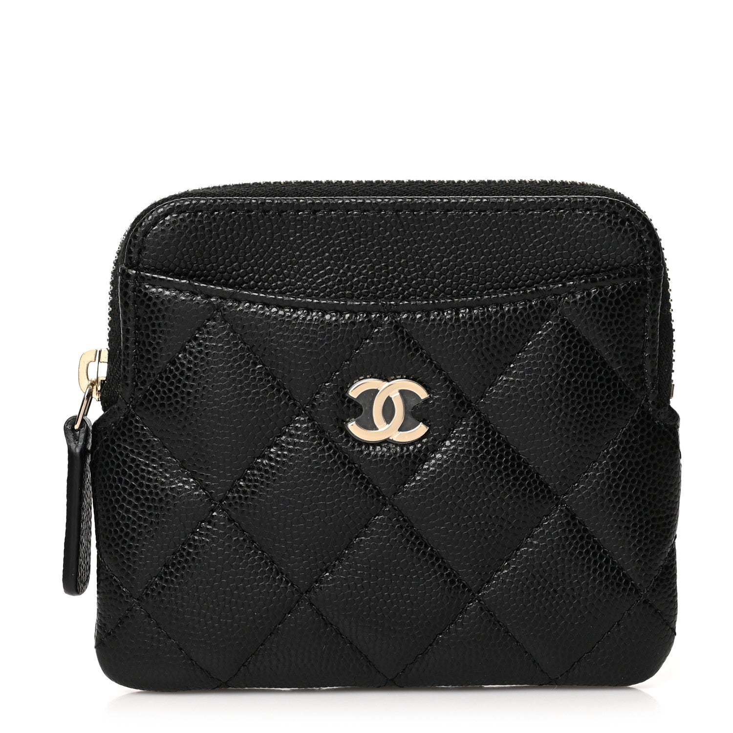Chanel Caviar Quilted Zip Card Holder Wallet Black 1 of 9