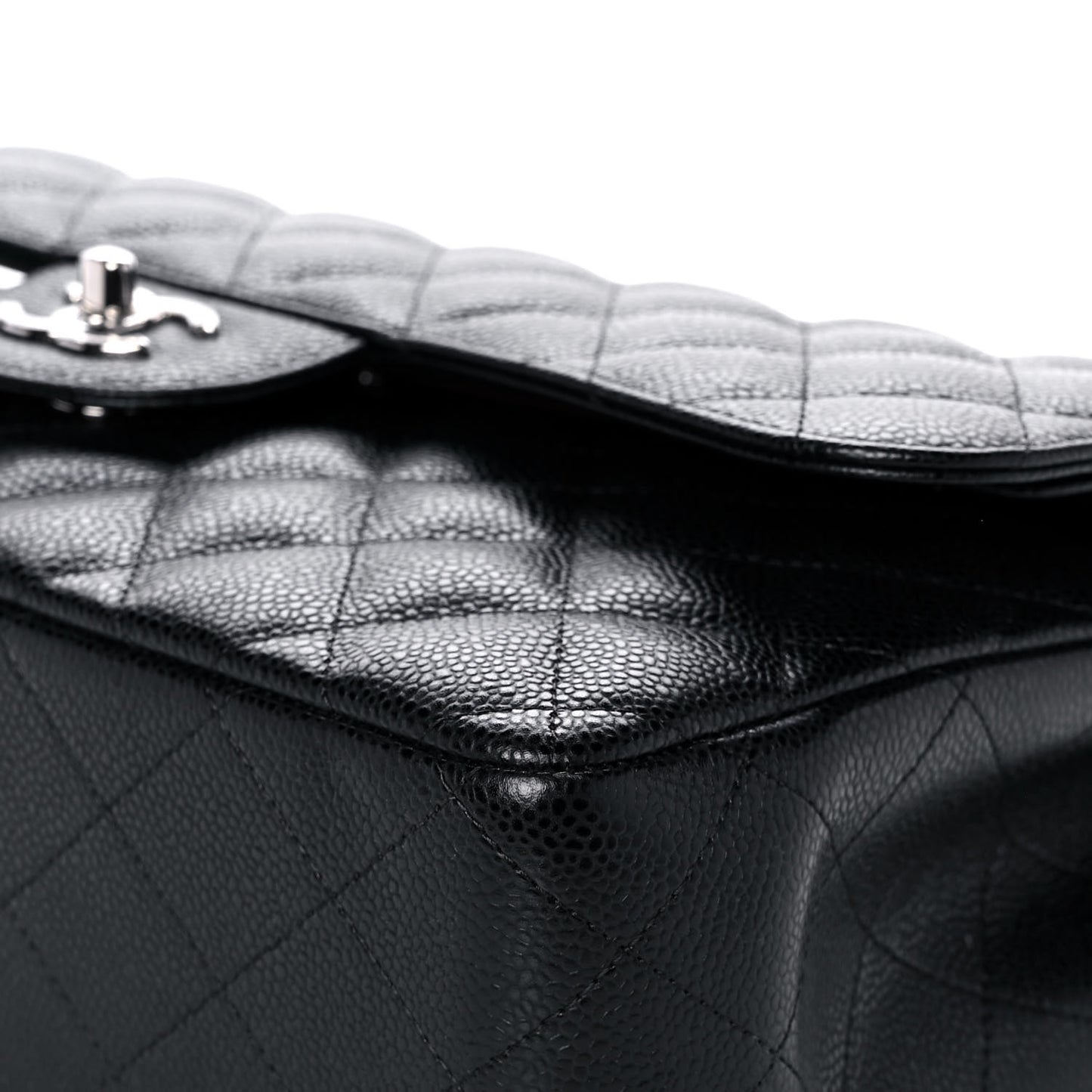 Caviar Quilted Jumbo Double Flap Black