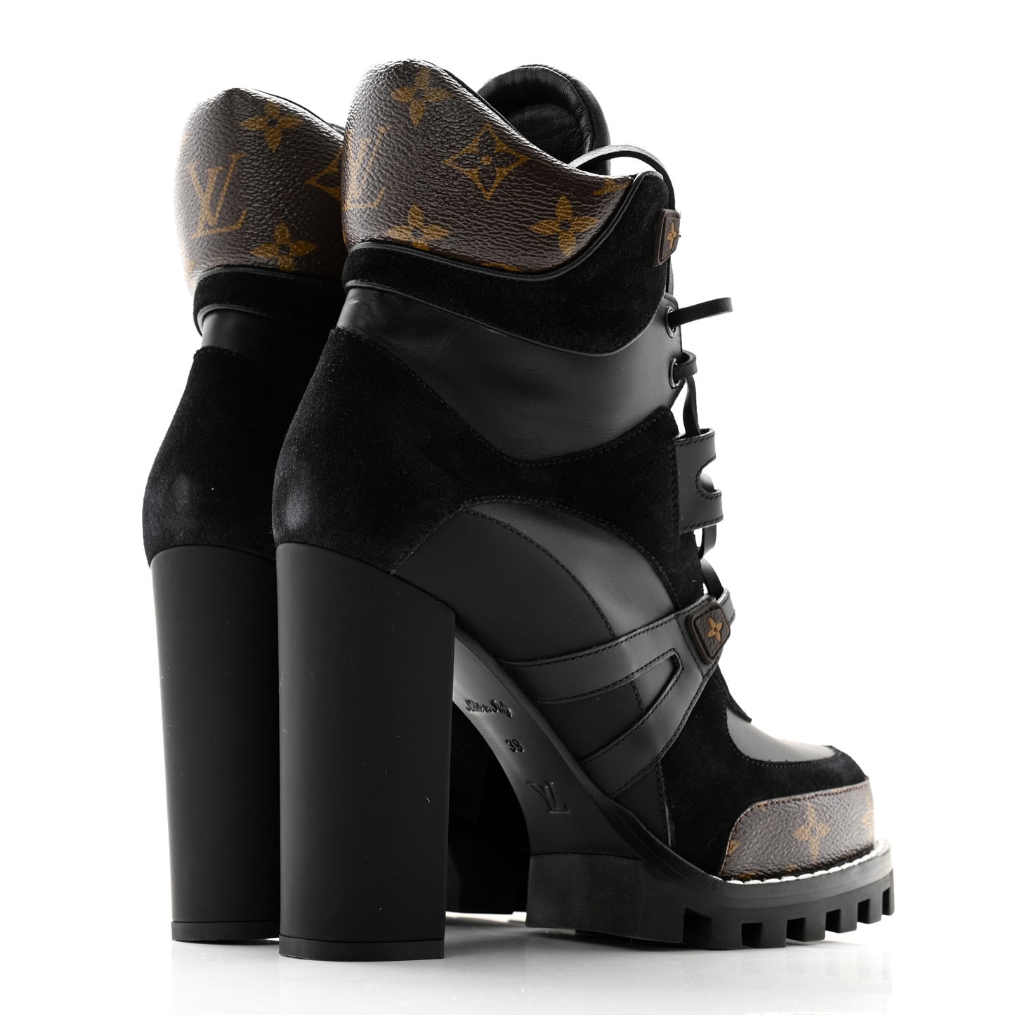 Suede Calfskin Monogram Star Trail Ankle Boots 39 Black