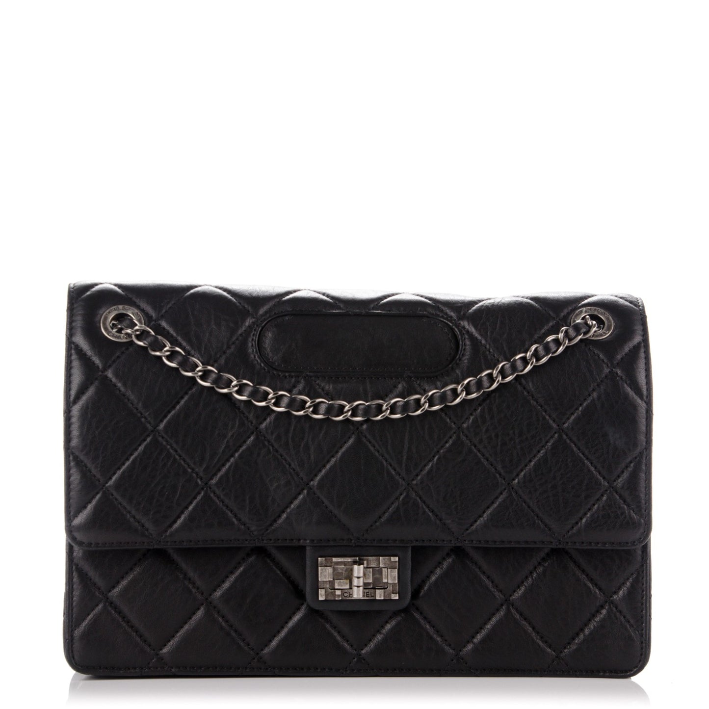 Washed Lambskin Jumbo Take Away Flap Black