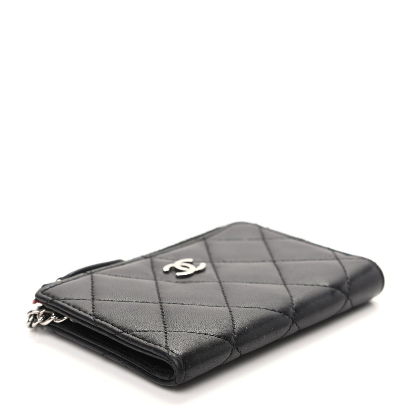 Lambskin Quilted Key Holder Case Black