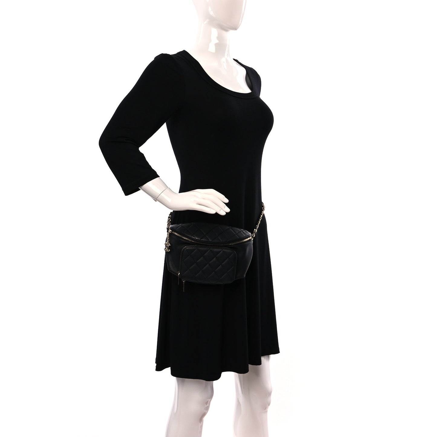 Caviar Quilted Business Affinity Waist Belt Bag Black