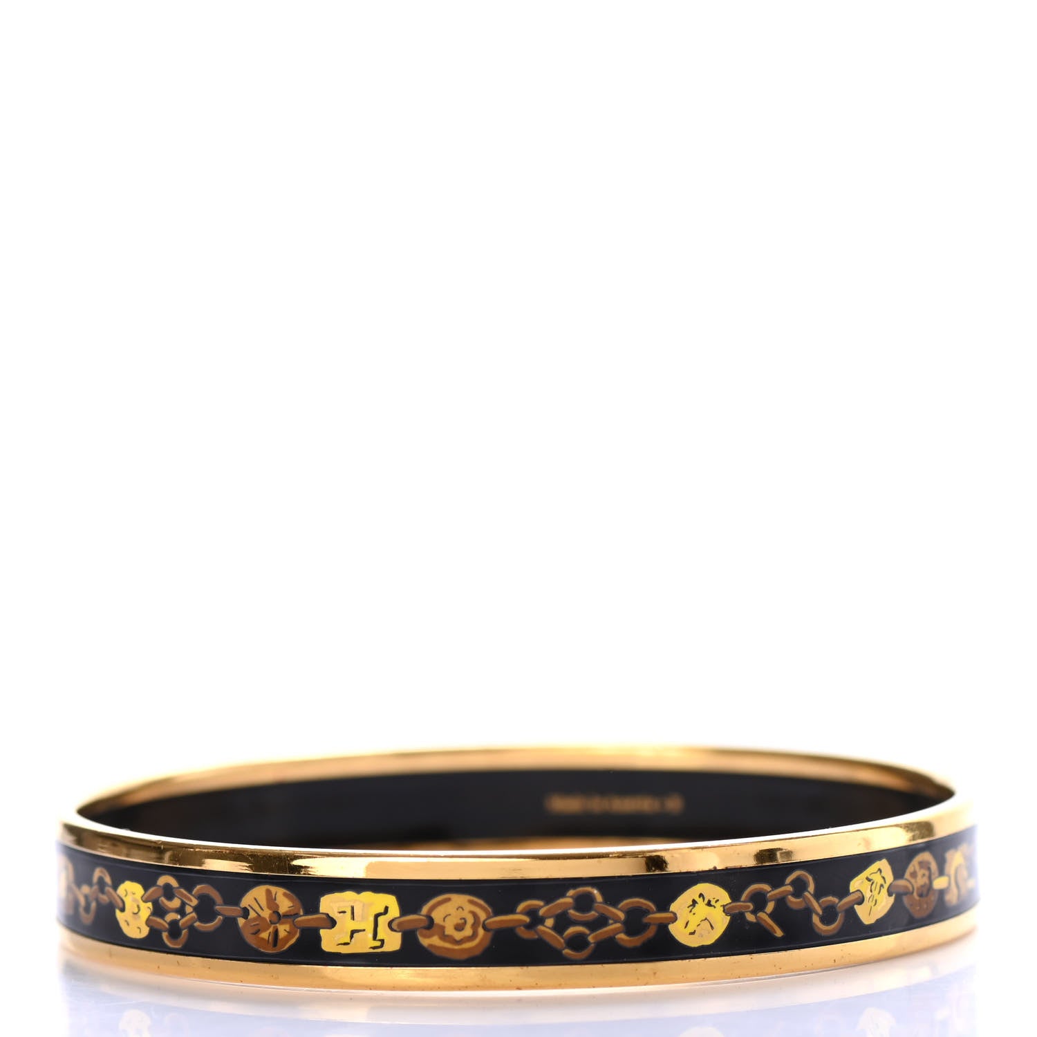 Hermes Enamel Printed H Chain Narrow Bracelet 65 4 of 5