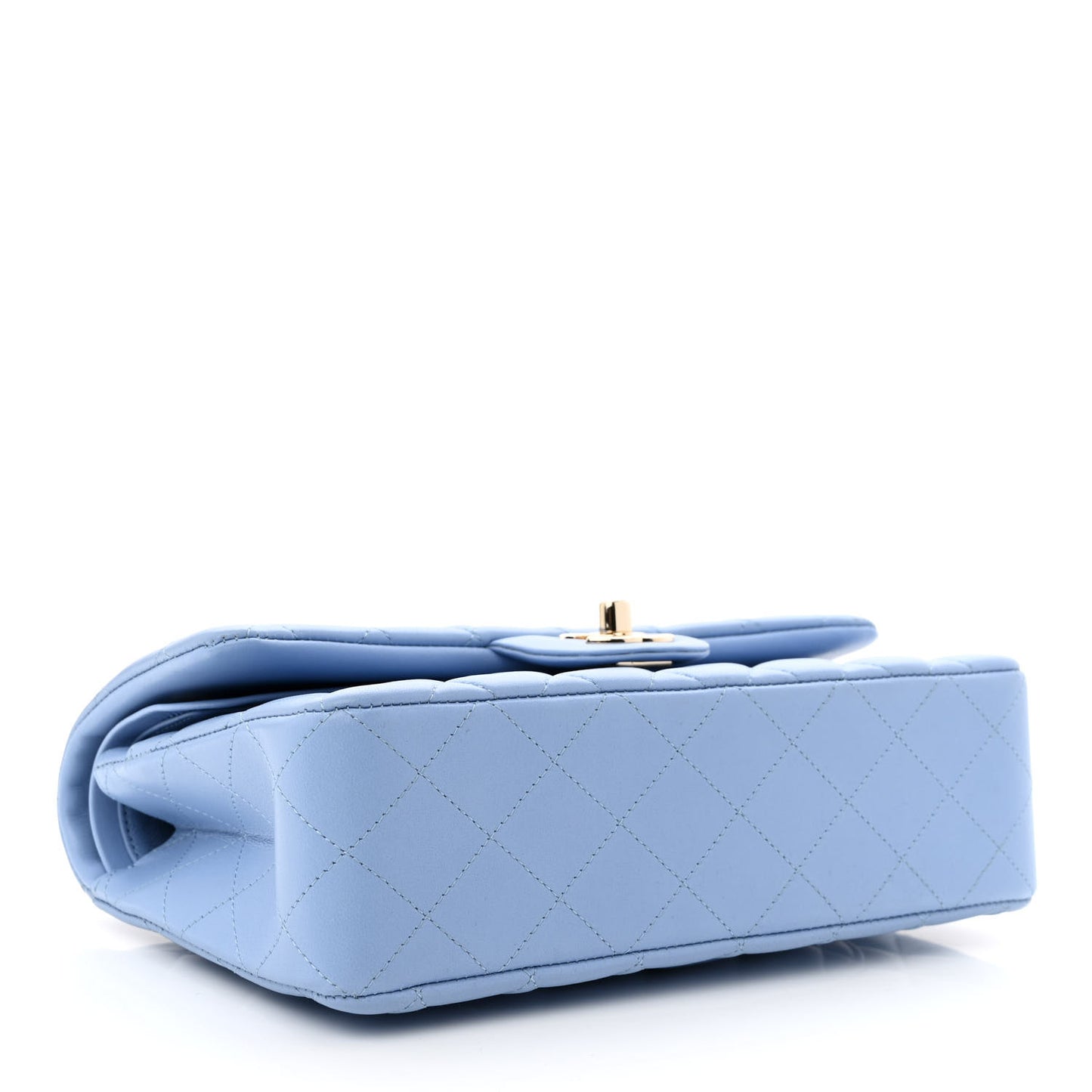 Lambskin Quilted Small Double Flap Light Blue