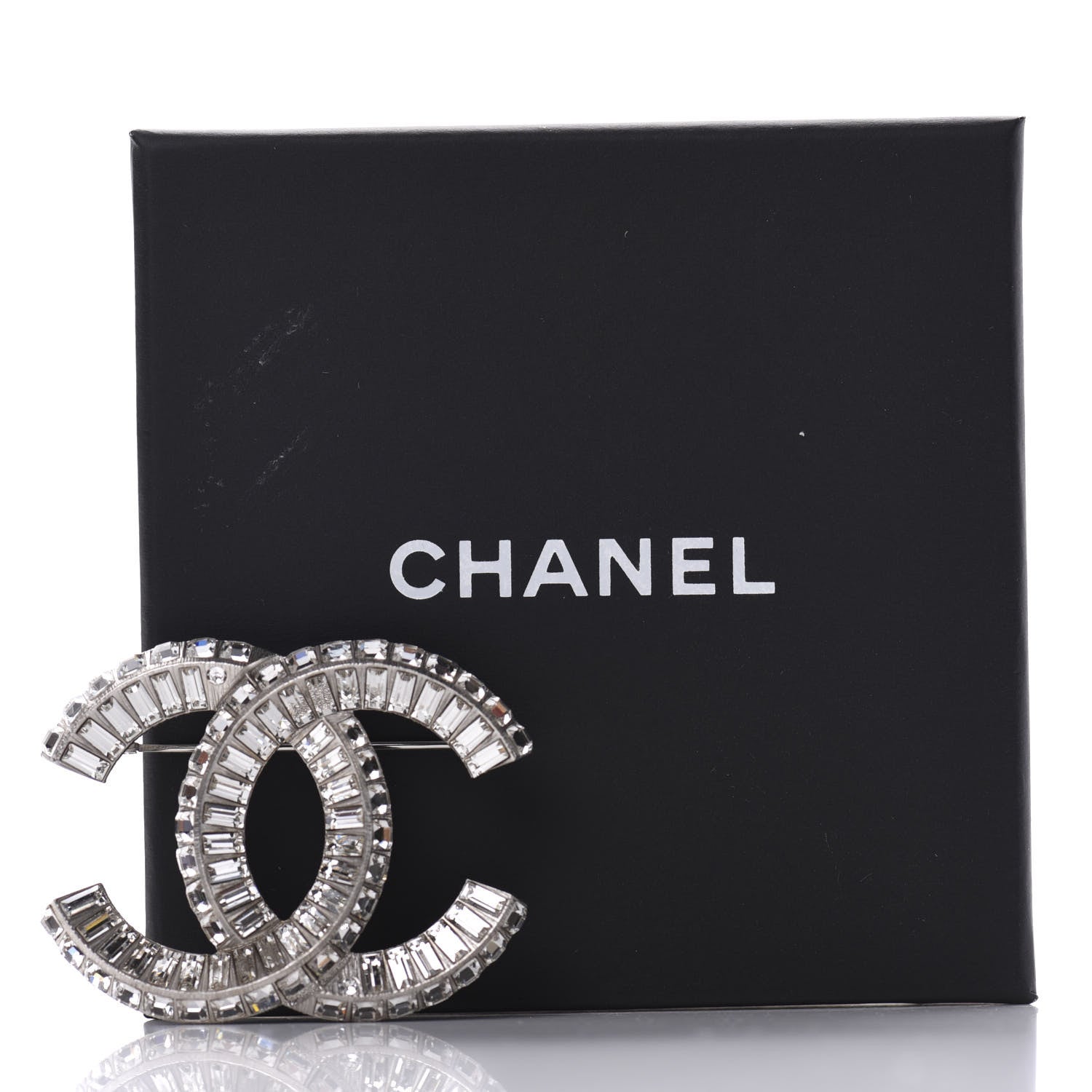 Chanel Baguette Crystal CC Brooch Silver 5 of 5