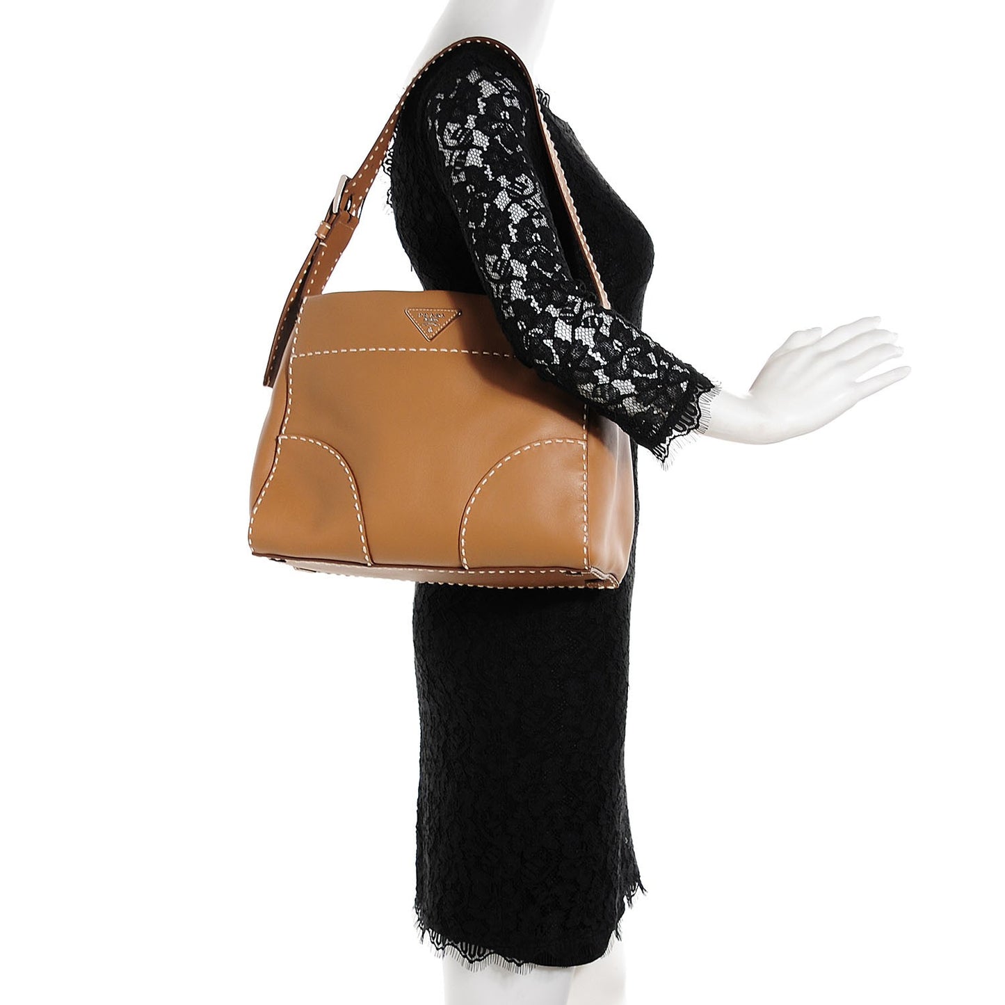 City Calf Topstitched Hobo Caramel