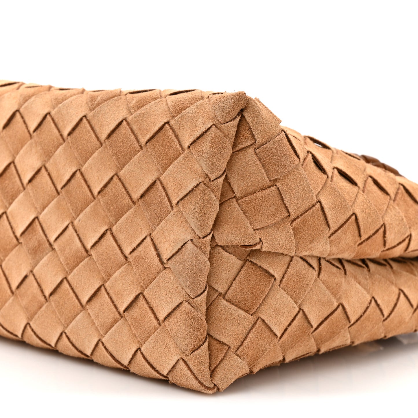 Suede Intrecciato Small Andiamo Shoulder Bag Amber