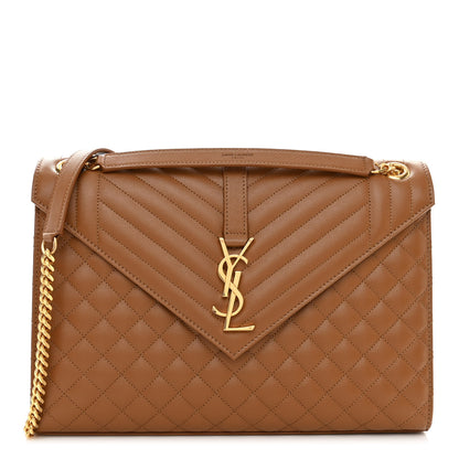 Saint Laurent Grain De Poudre Textured Mixed Matelasse Triquilt Large Monogram Satchel Naturel 1 of 9