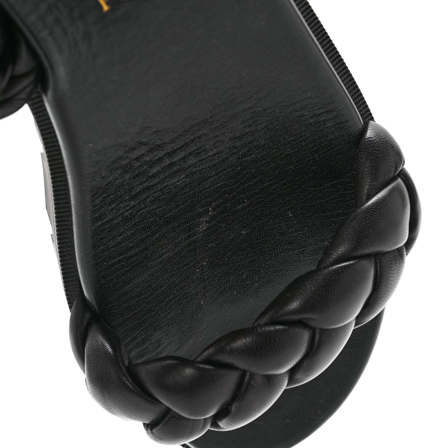 Calfskin Braided Just Brio Slide Sandals 39 Black