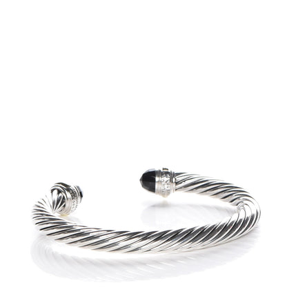 David Yurman Sterling Silver 14K Yellow Gold Black Onyx 7mm Cable Classics Bracelet 3 of 5