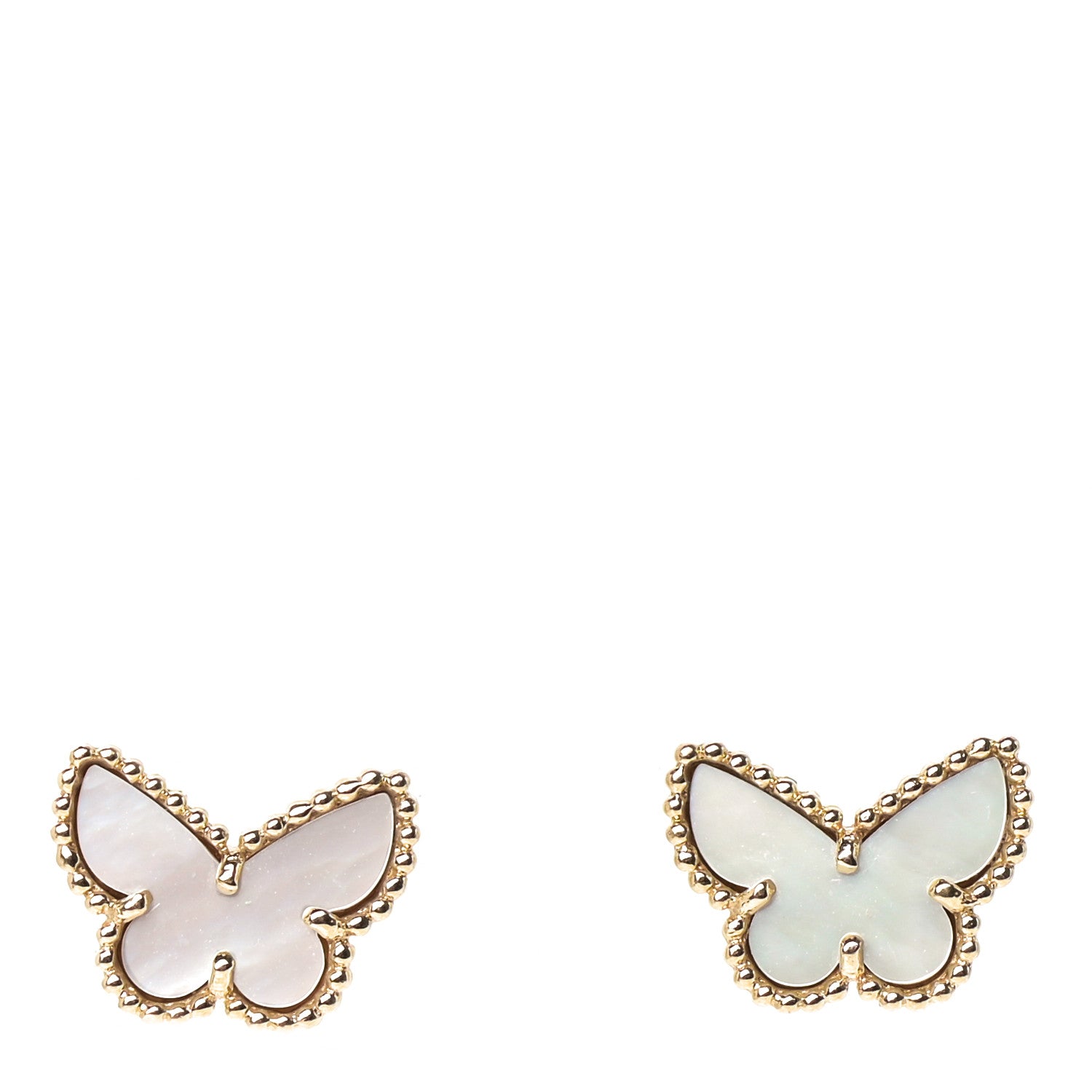 Van Cleef & Arpels 18K Yellow Gold Mother of Pearl Sweet Alhambra Butterfly Earrings 1 of 5
