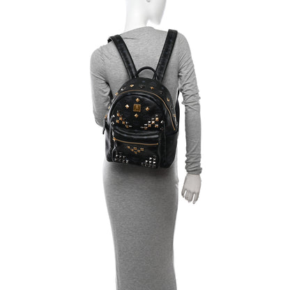 MCM Grained Calfskin Visetos Studded Small Stark M Backpack Black 2 of 9