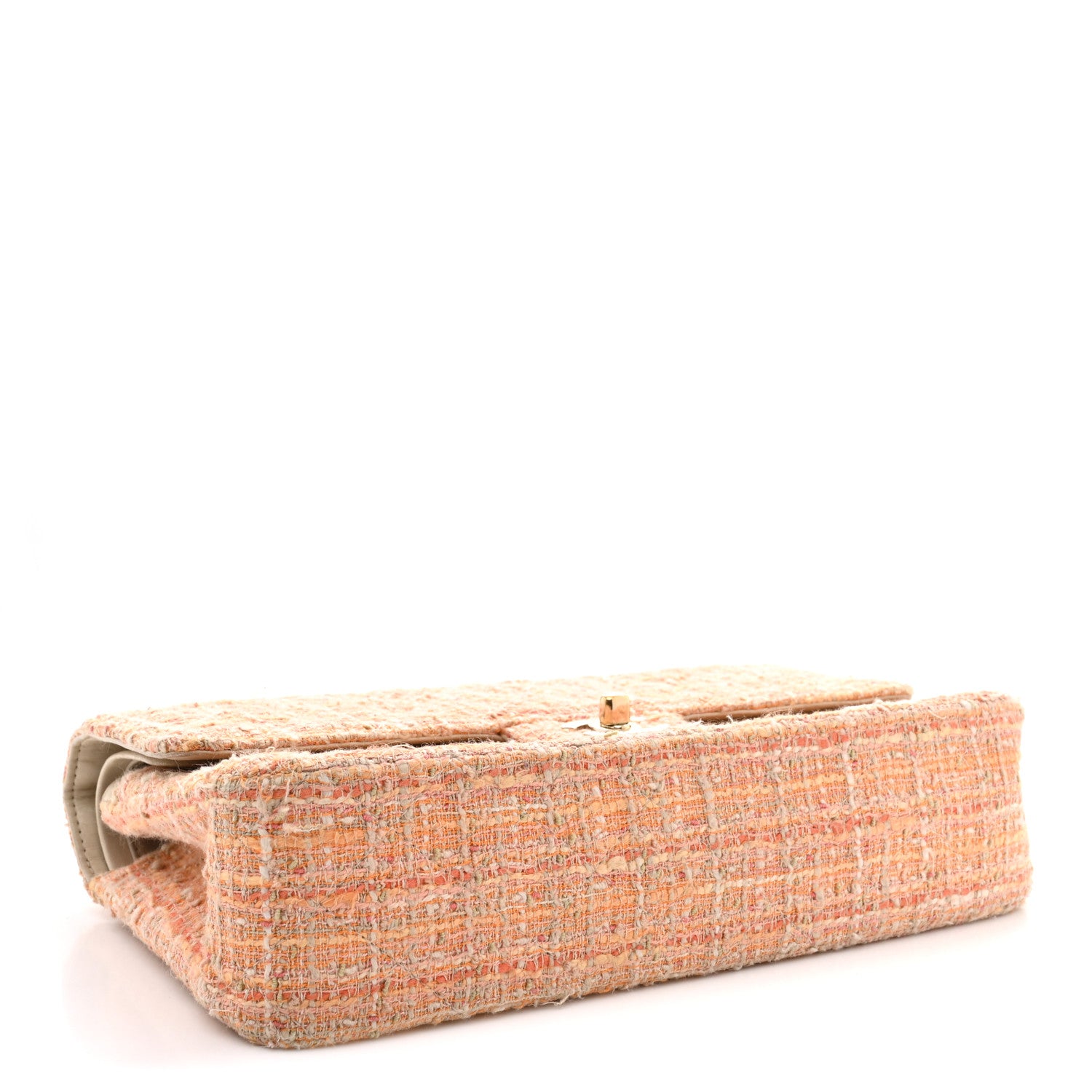 Chanel Tweed Quilted Medium Double Flap Orange Beige Multicolor 4 of 12