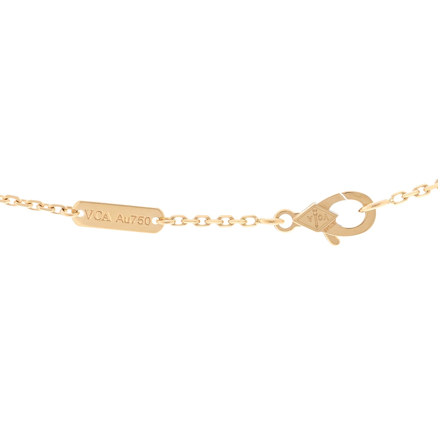 18K Yellow Gold Blue Agate Vintage Alhambra Pendant Necklace