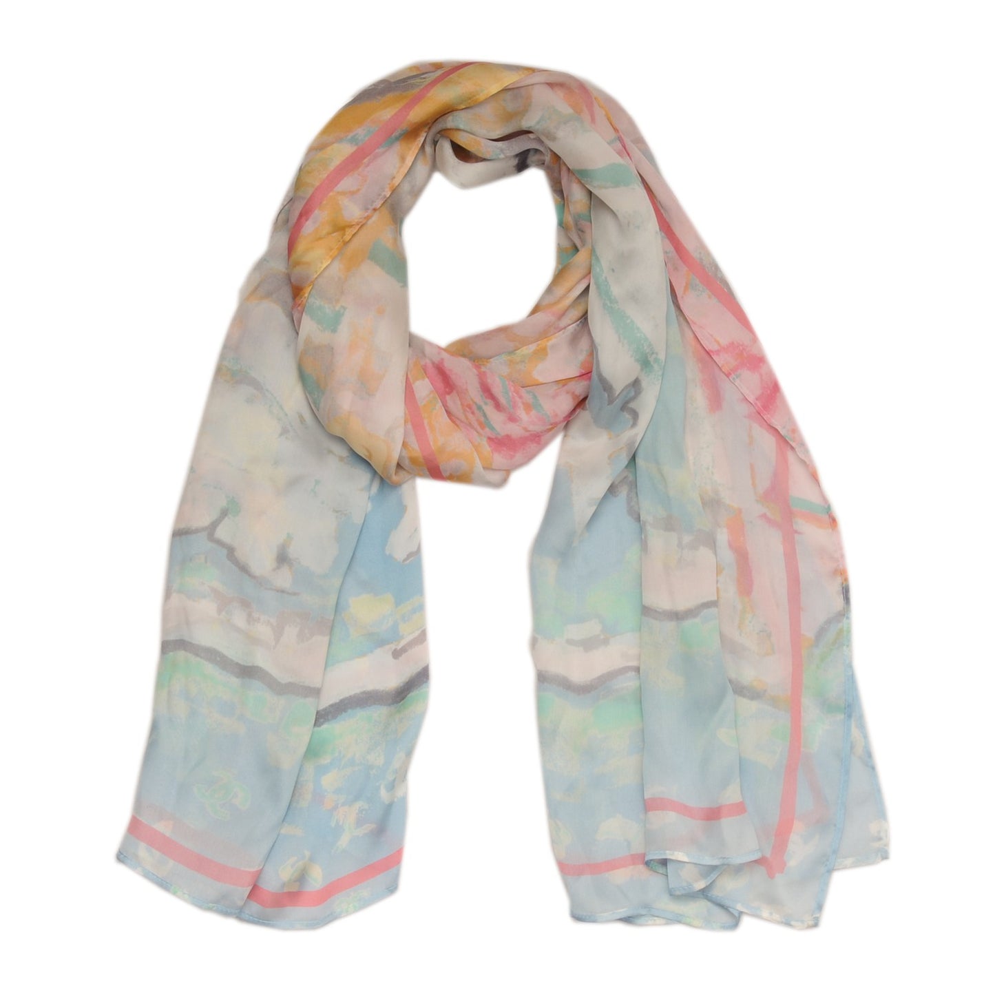 Silk CC Monaco Stole Pink Blue