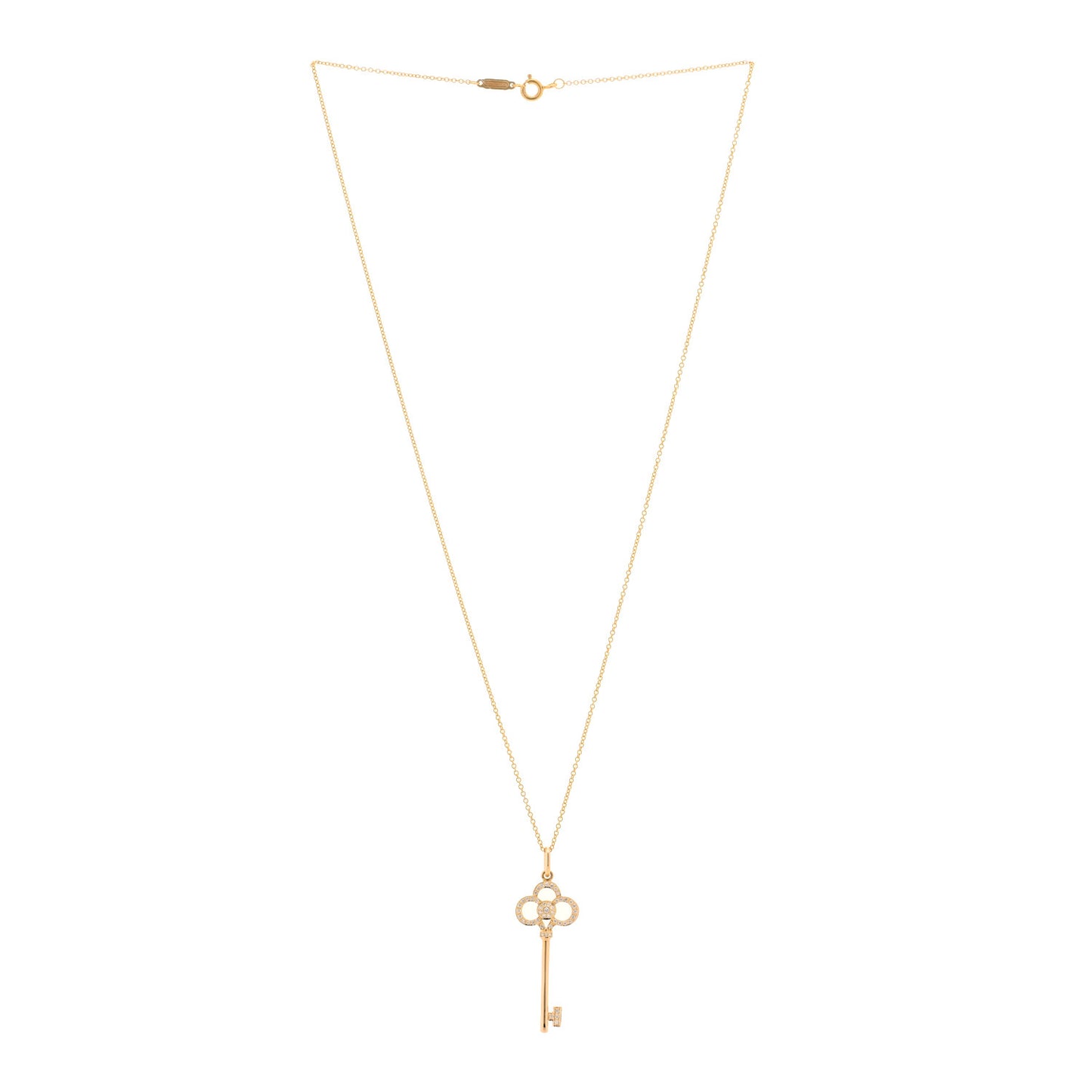 18K Rose Gold Diamond Crown Key Pendant Necklace