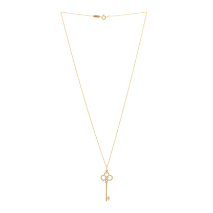 Tiffany 18K Rose Gold Diamond Crown Key Pendant Necklace 2 of 3