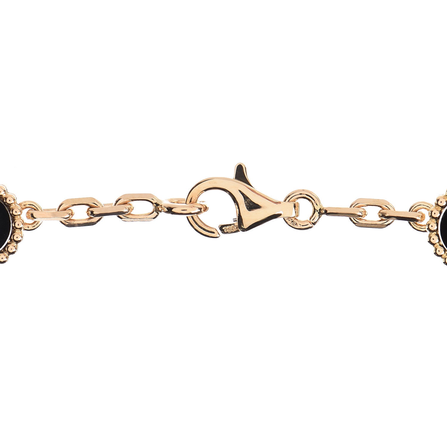 Van Cleef & Arpels 18K Yellow Gold Black Onyx 10 Motifs Vintage Alhambra Necklace 7 of 8